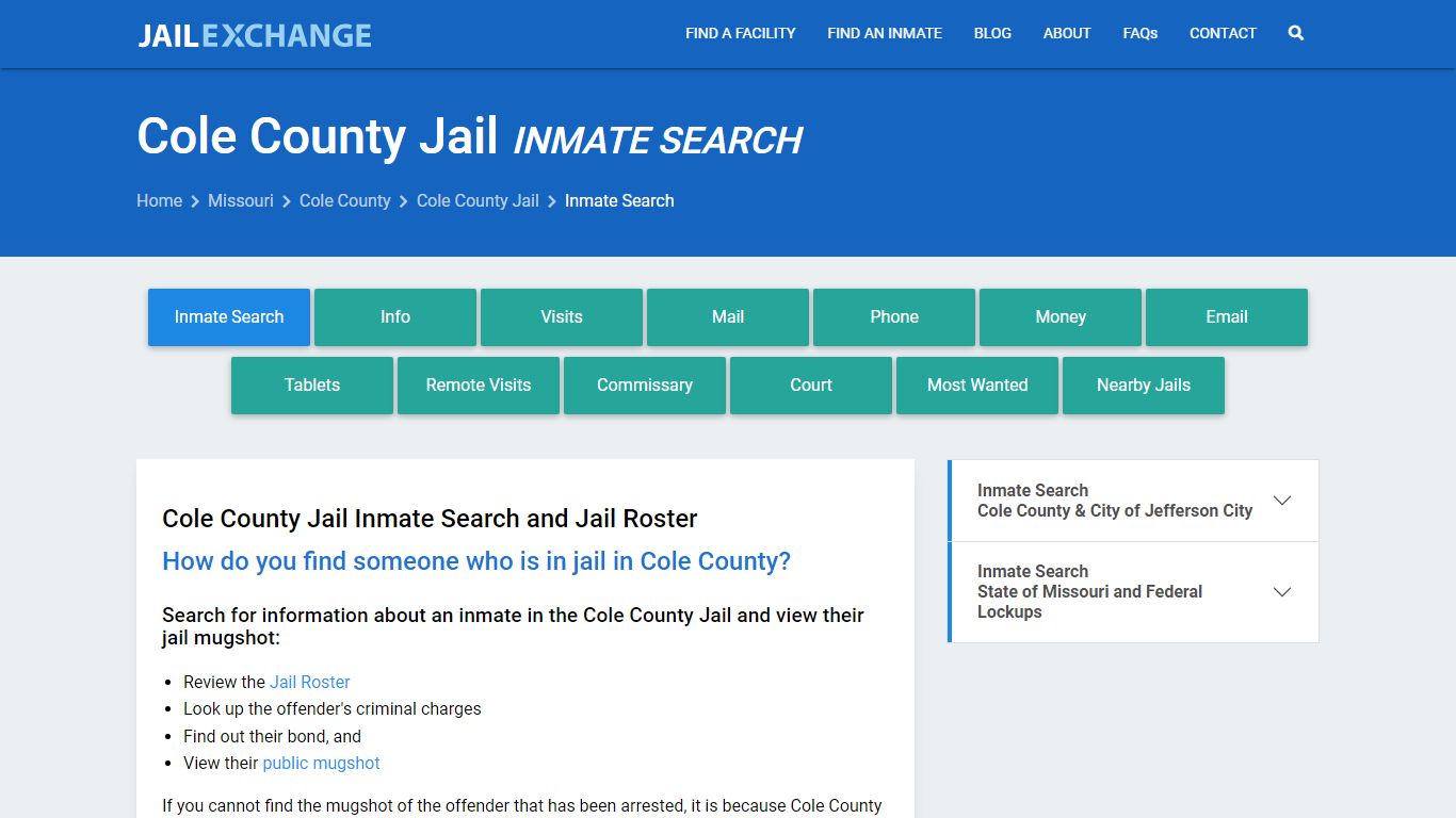 Inmate Search: Roster & Mugshots - Cole County Jail, MO