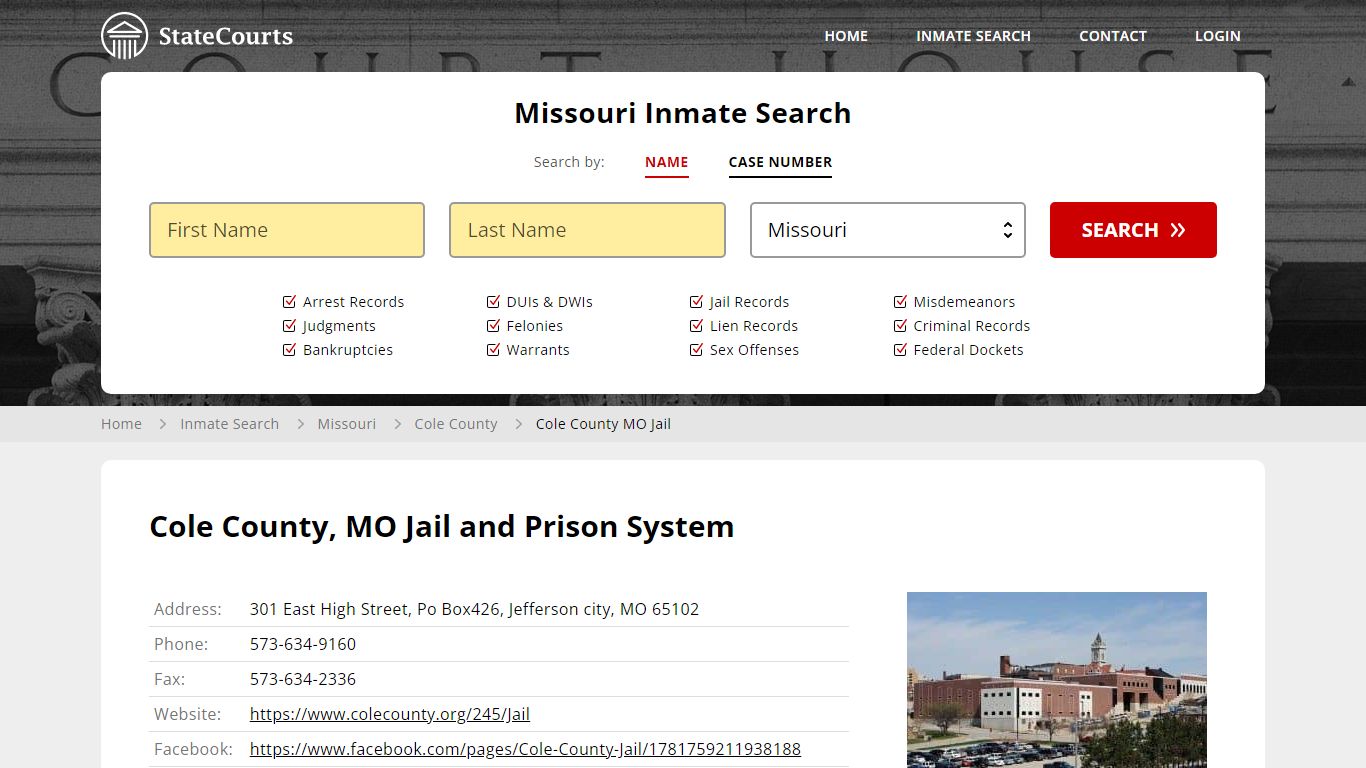 Cole County MO Jail Inmate Records Search, Missouri - StateCourts